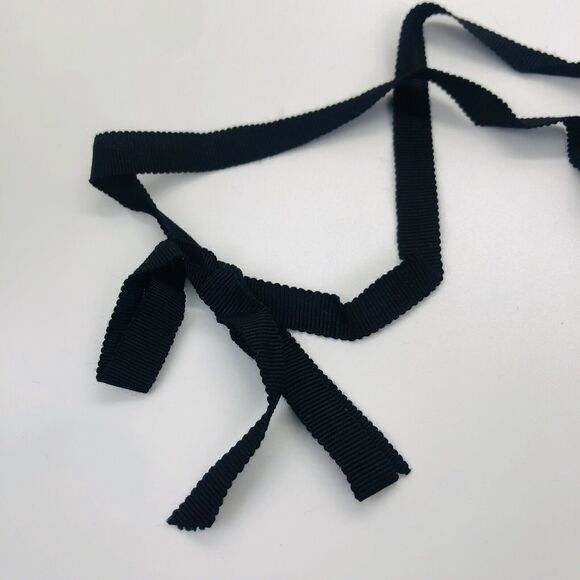 American Eagle Black Ribbon Silver Rhinestone Tie Statement 3 Strand Necklace - Picture 3 of 4